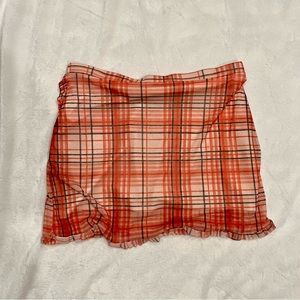 Urban Outfitters Orange Plaid Mini Skirt Size M